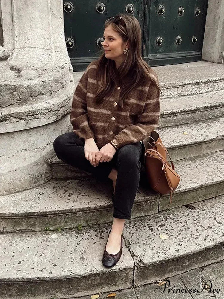 Patterned Solitary Buttoned Pocket Cardigan cardigans-241228