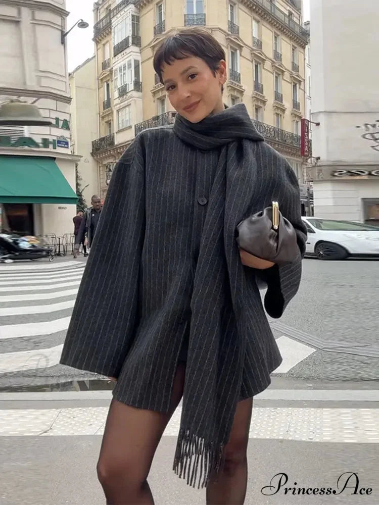 Patterned Solitary Buttoned Wool Overcoat coats-241228