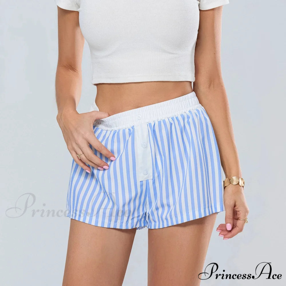 Patterned Stretchy Waist Baggy Short short-250223
