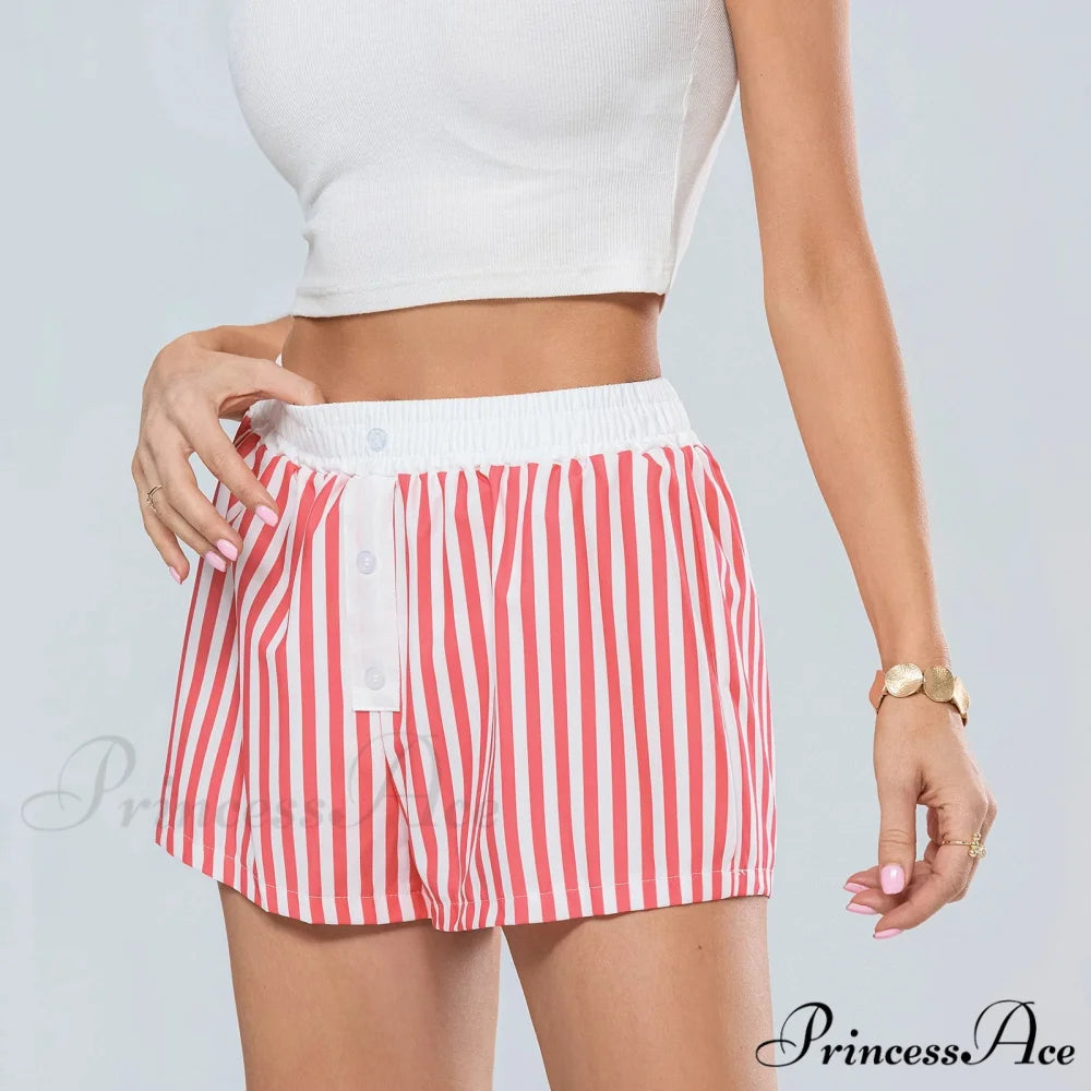 Patterned Stretchy Waist Baggy Short short-250223