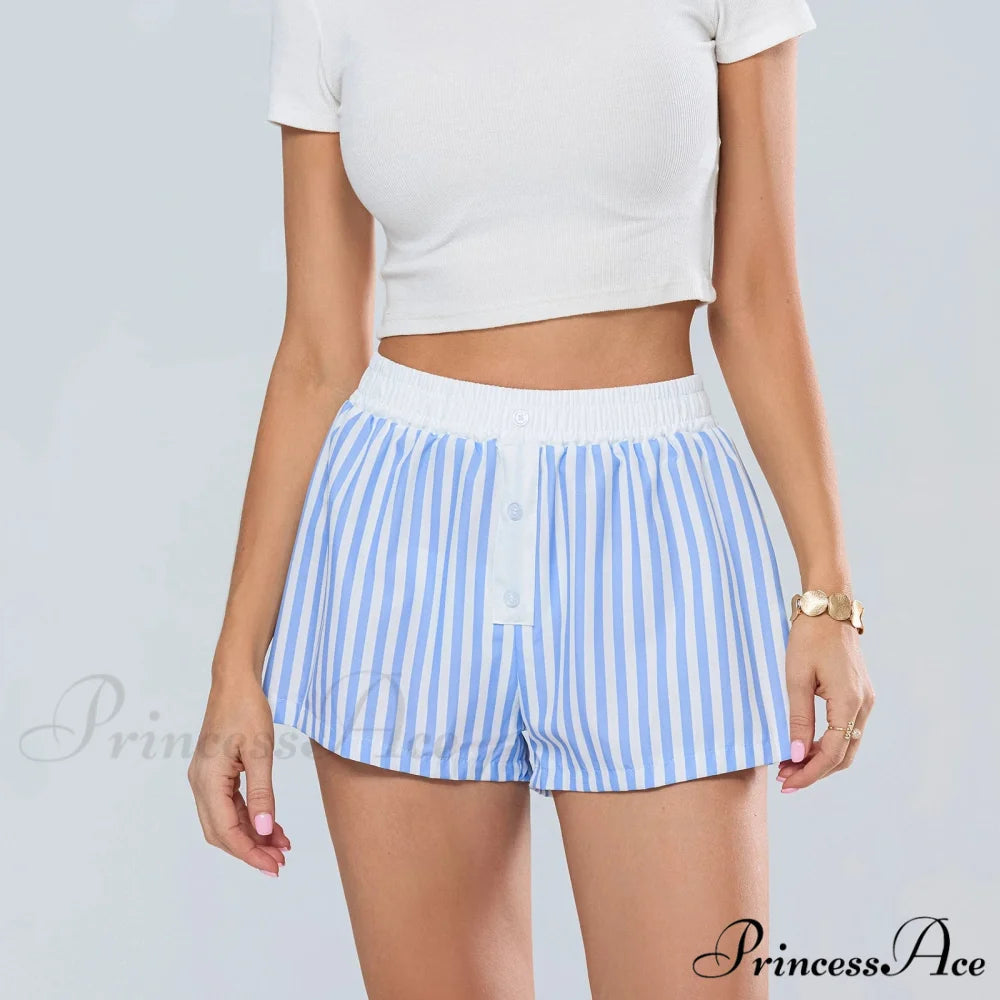 Patterned Stretchy Waist Baggy Short short-250223