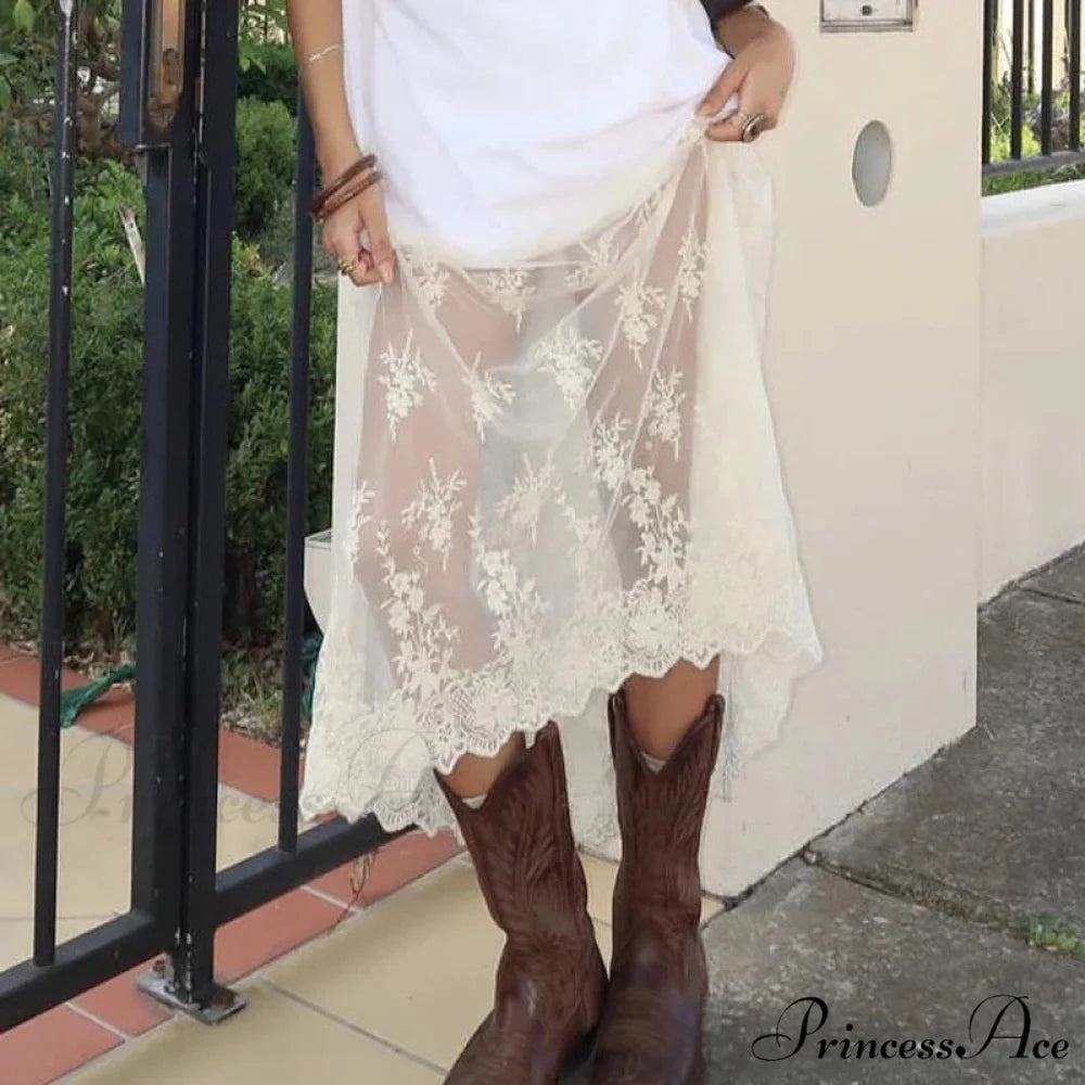 Patterned Transparent Maxi Skirt skirts-250223