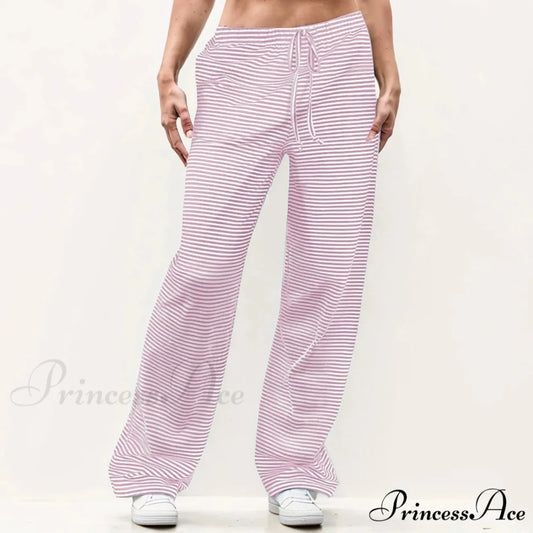 Patterned Unpatterned Broad Leg Trousers Pink / S pants-241228