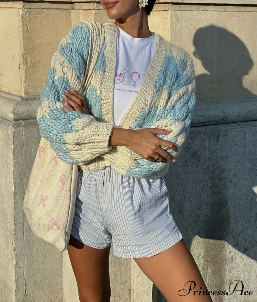 Patterned Vintage Extended Sleeve Knitted Cardigan cardigans-241228