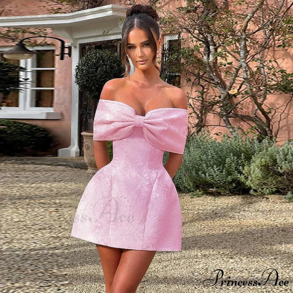 Patterned Waist Wrap A-line Holiday Dress Pink / S vacationdress-250223