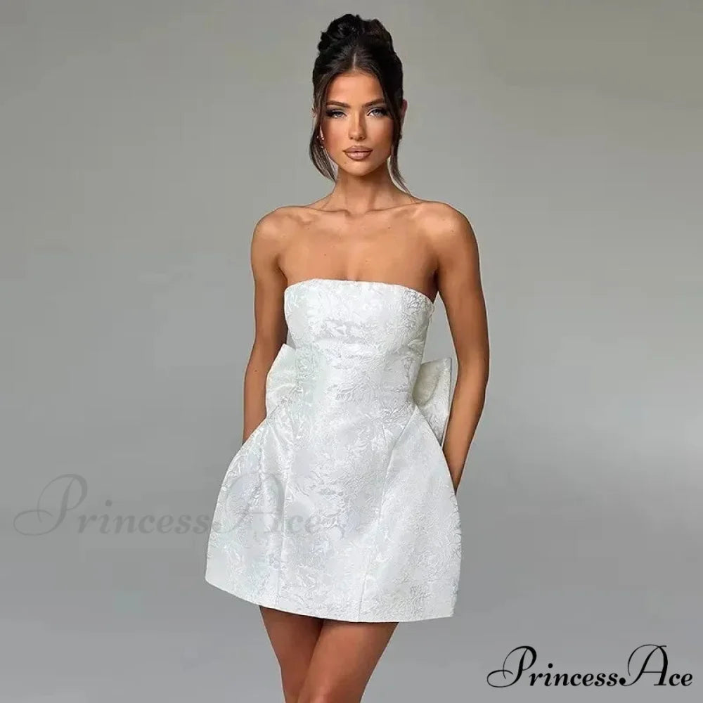 Patterned Waist Wrap A-line Holiday Dress WHITE / S vacationdress-250223