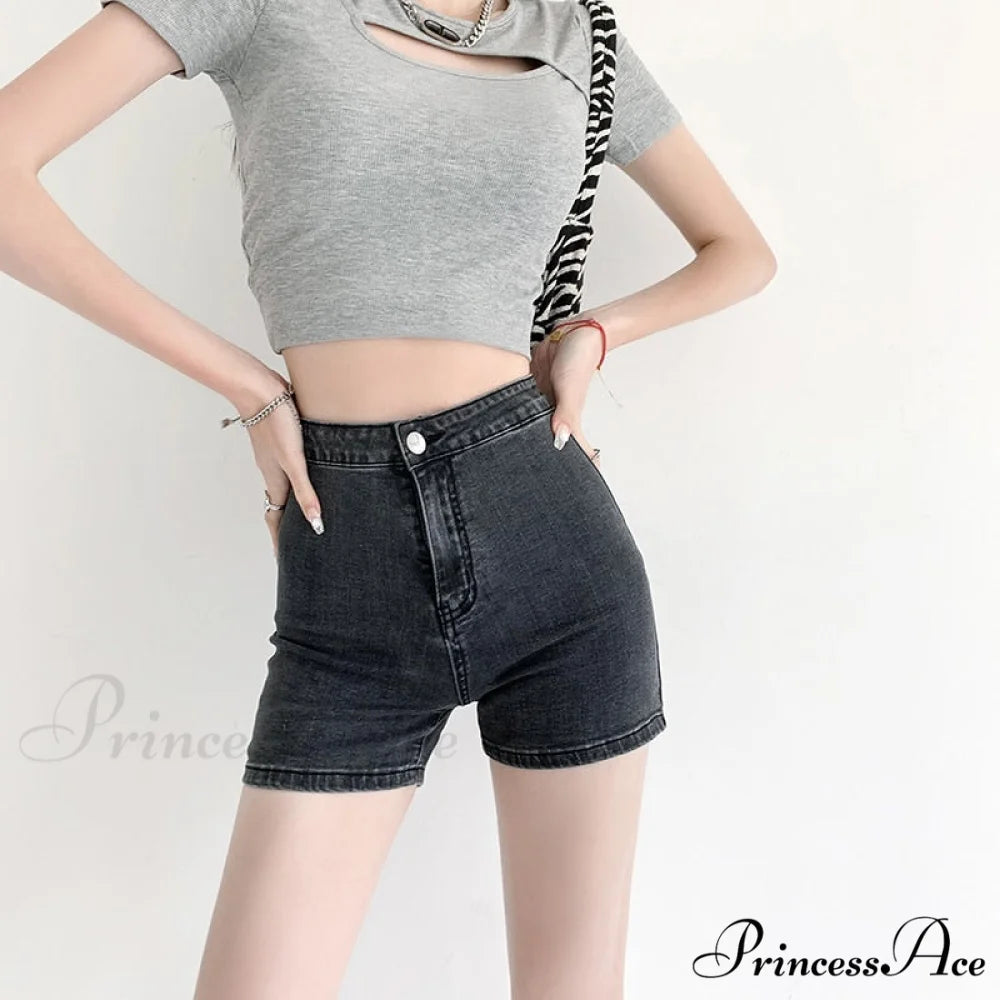 Peach Lady Warm-Season Skinny Shorts Shorts - Cycling Sexy Elegant Women’s Brief Casual Jeans Denim 2024 Harajuku Gray