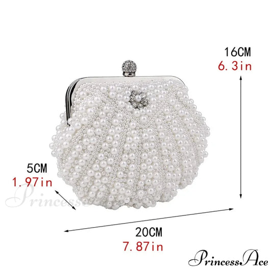 Pearl Beaded Evening Clutch Bag with Chain clutchbag-250126