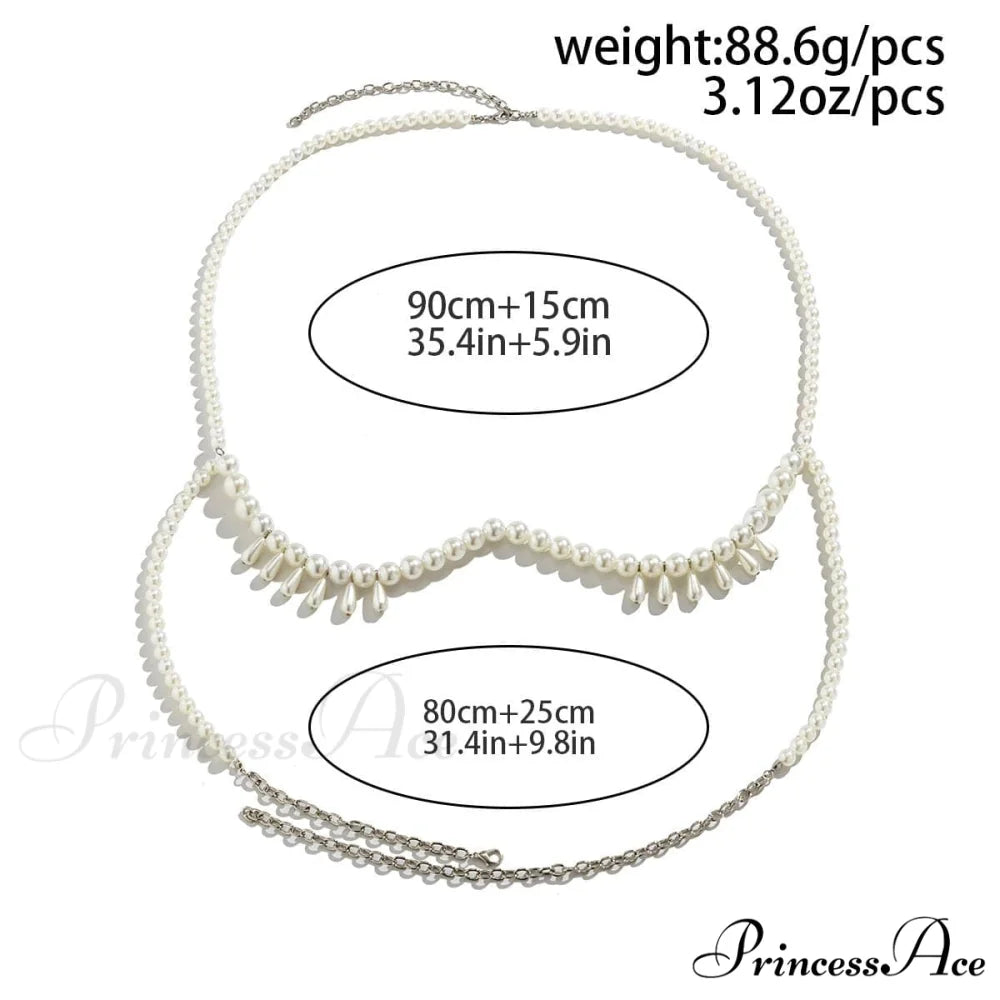pearl beaded tassels body Faux chain
