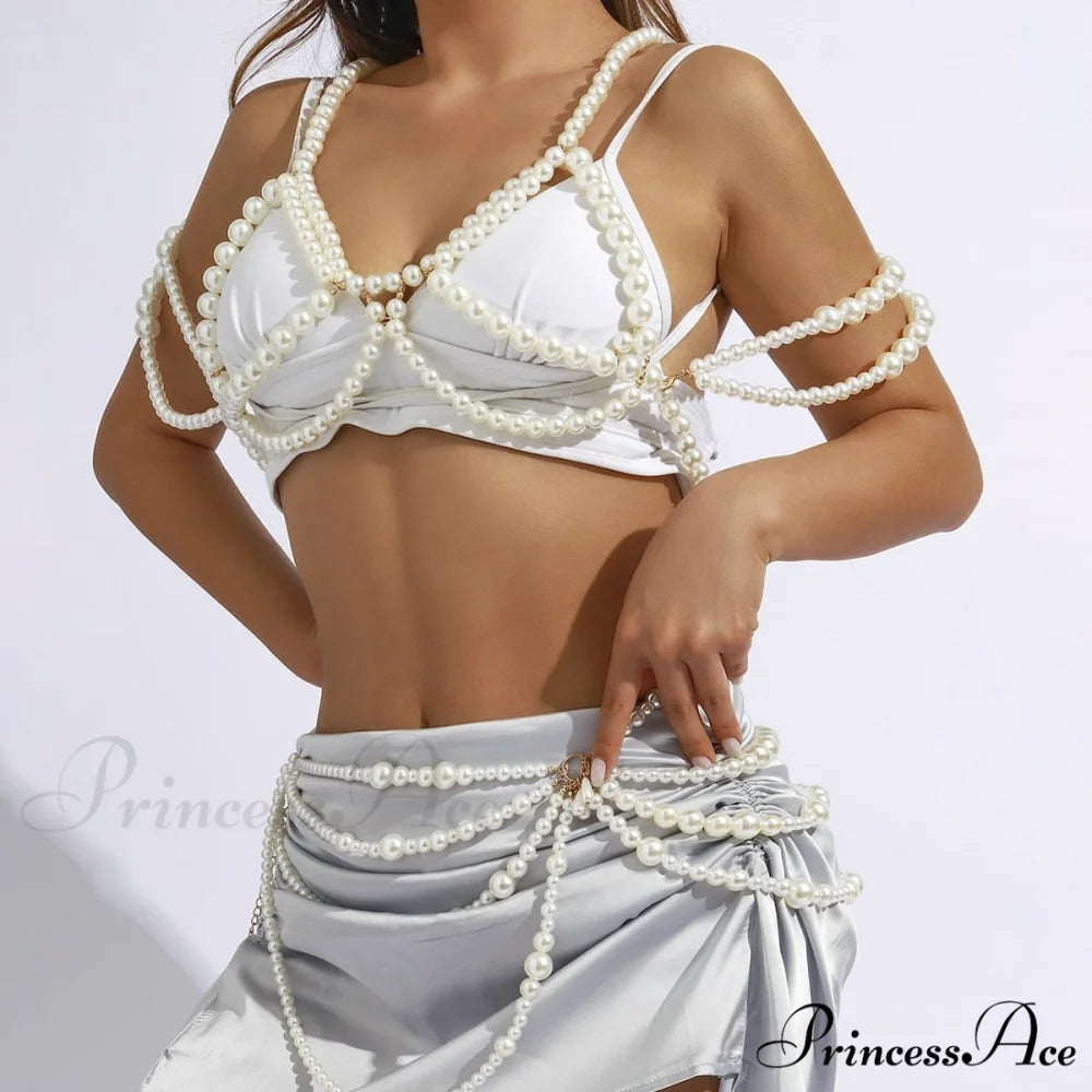 pearl body Faux with chain beads