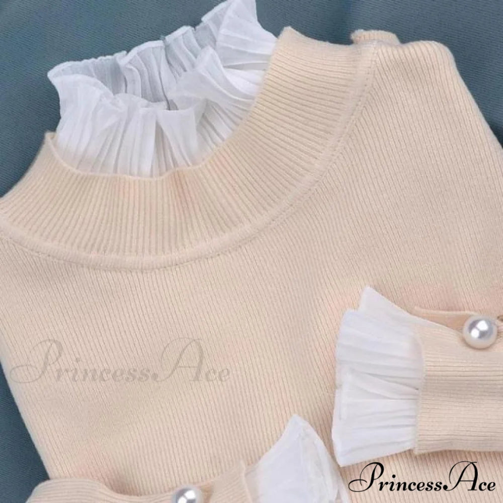 Pearl Embellished Holly Sweater XXS / Apricot