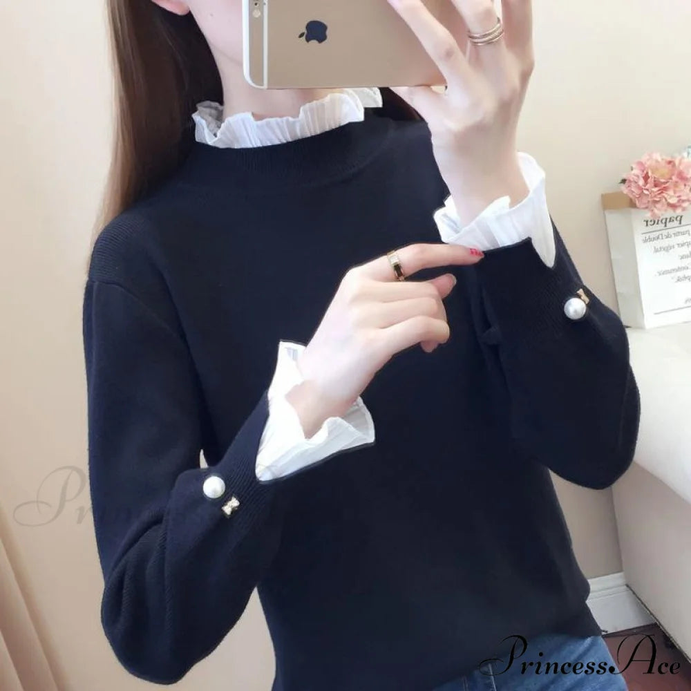 Pearl Embellished Holly Sweater XXS / Black