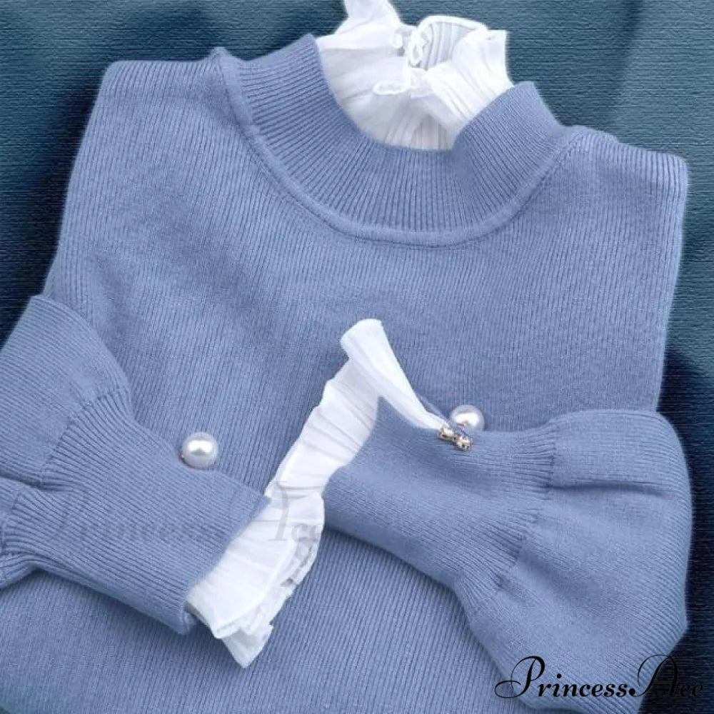 Pearl Embellished Holly Sweater XXS / Blue