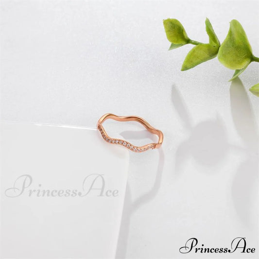 Personalized Irregular Curved Edge Rose Gold Ring