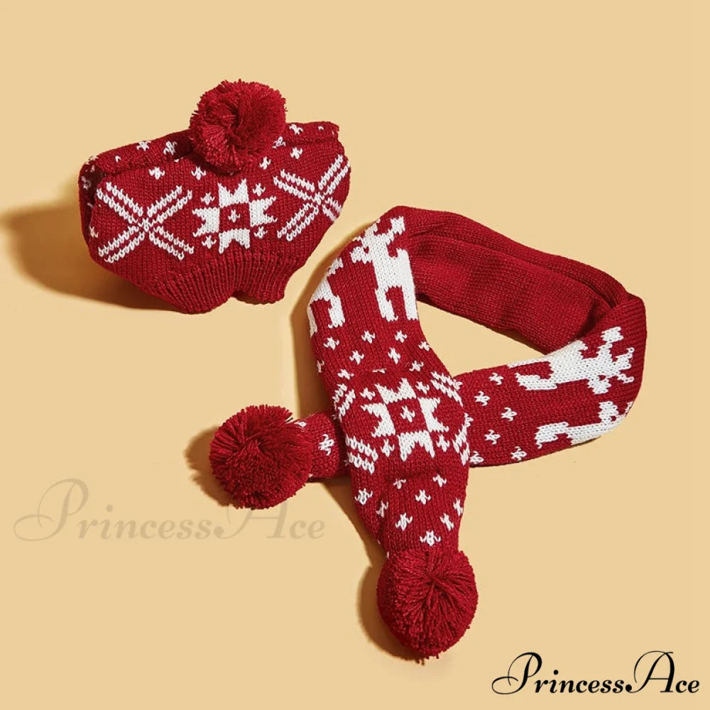 Pet Cat Dog Knitting Scarf Hat Set