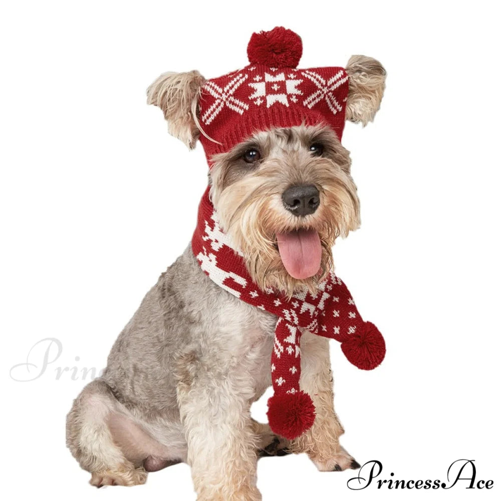 Pet Cat Dog Knitting Scarf Hat Set