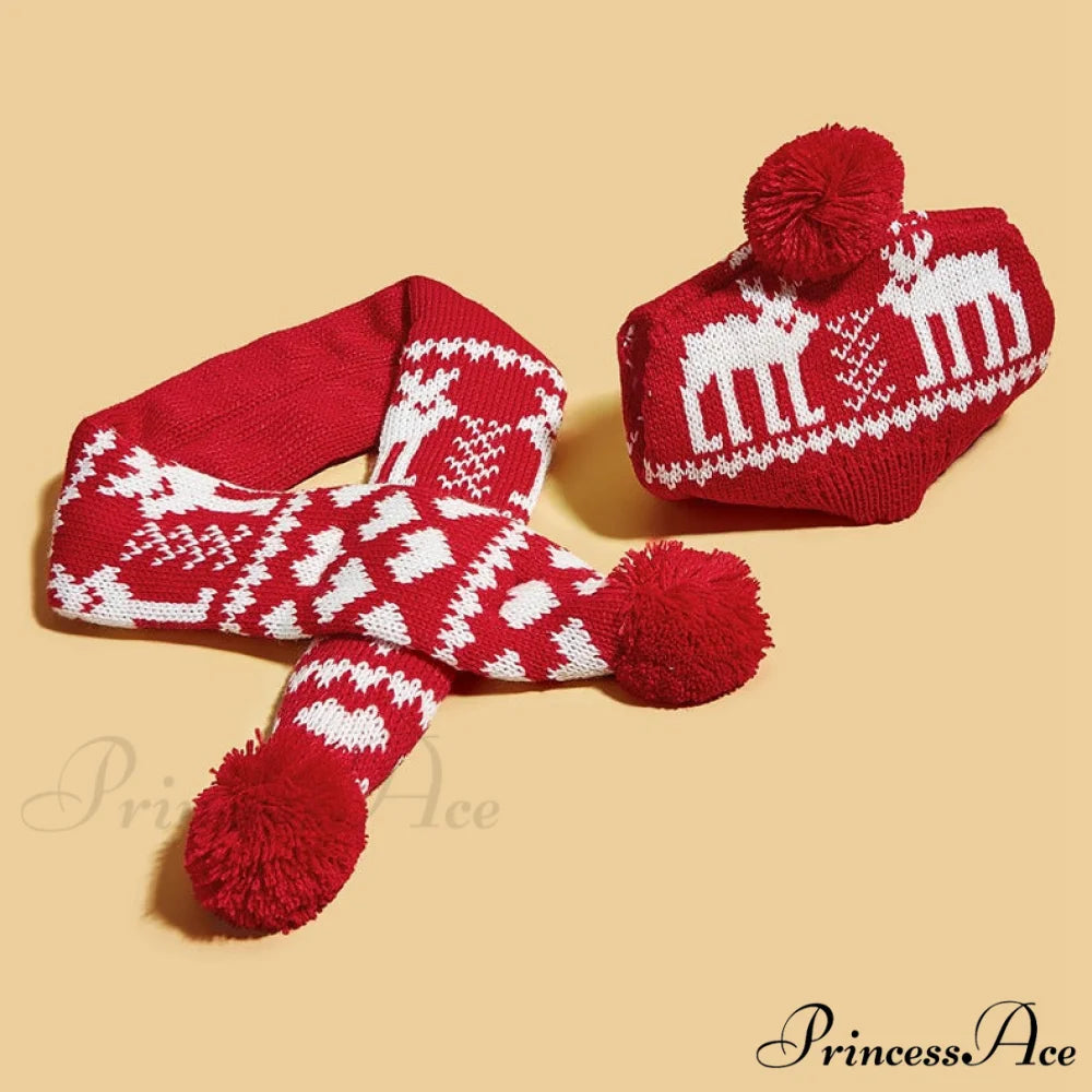 Pet Cat Dog Knitting Scarf Hat Set