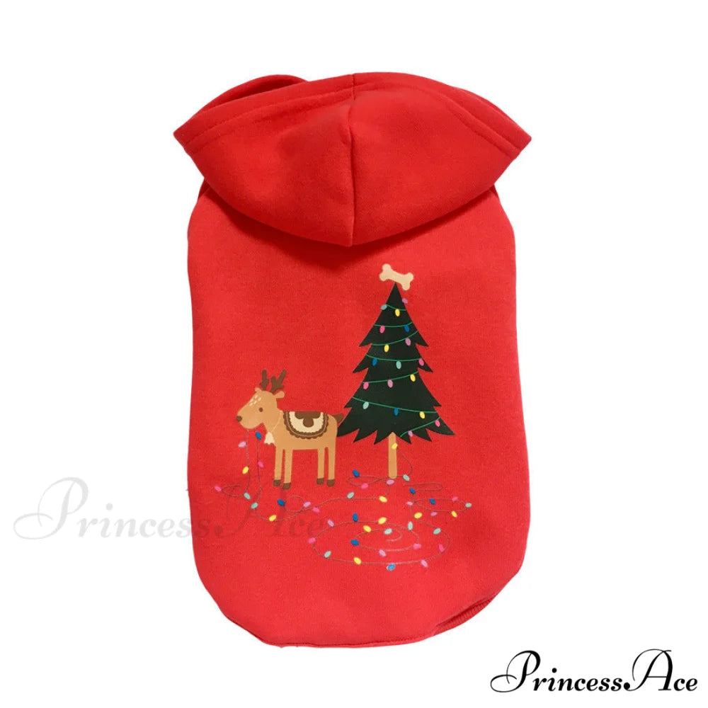 Pet Dog Christmas Festive Cotton Hoodie Black / S