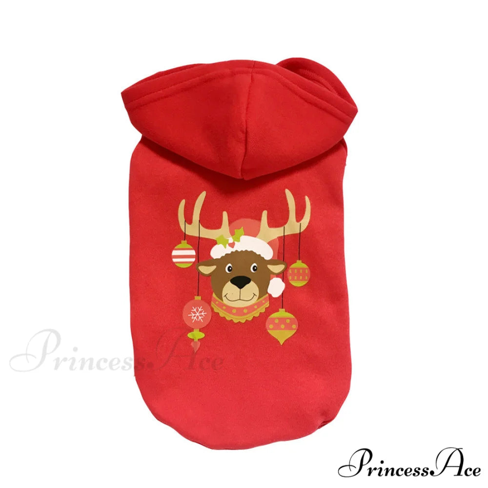 Pet Dog Christmas Festive Cotton Hoodie Blue / S