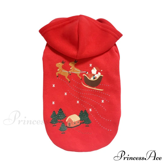 Pet Dog Christmas Festive Cotton Hoodie Golden / S