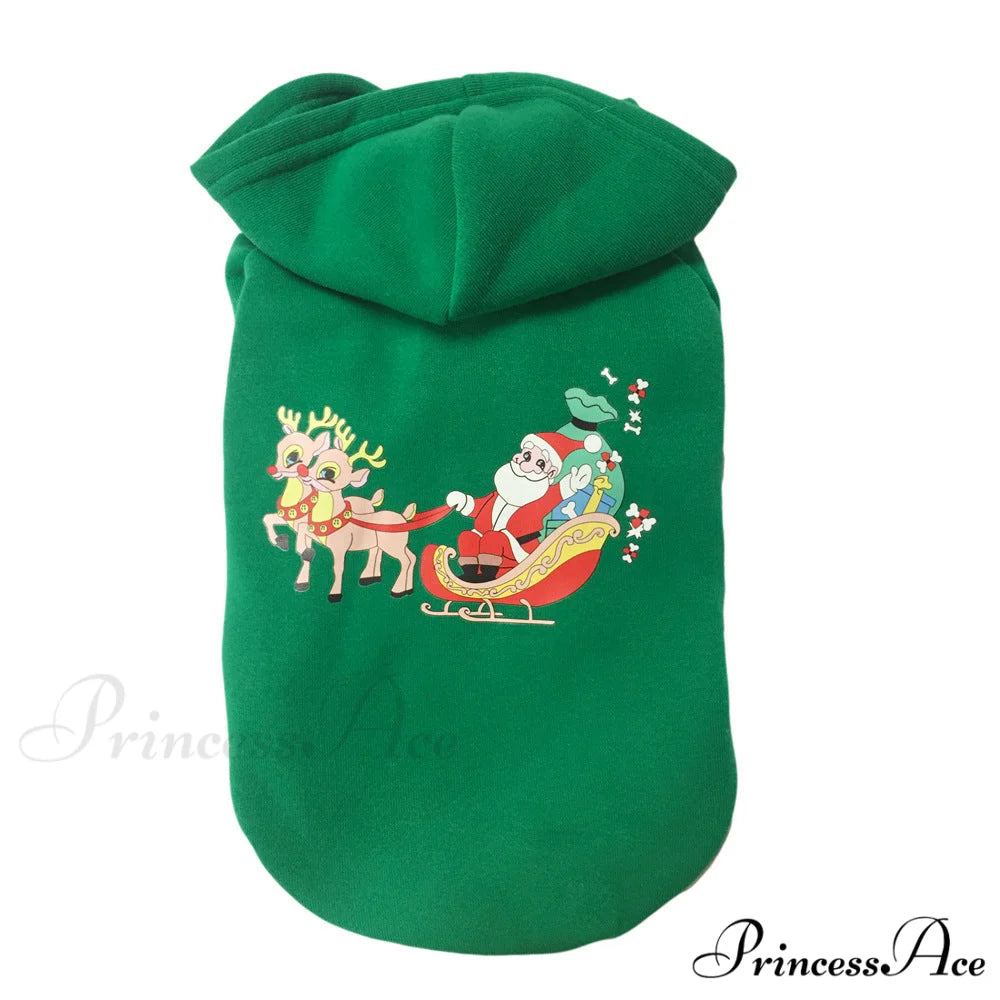 Pet Dog Christmas Festive Cotton Hoodie Orange / S