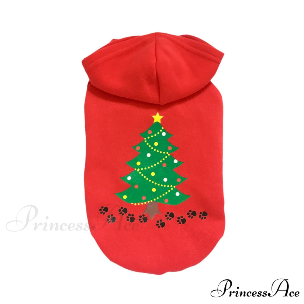 Pet Dog Christmas Festive Cotton Hoodie White / S