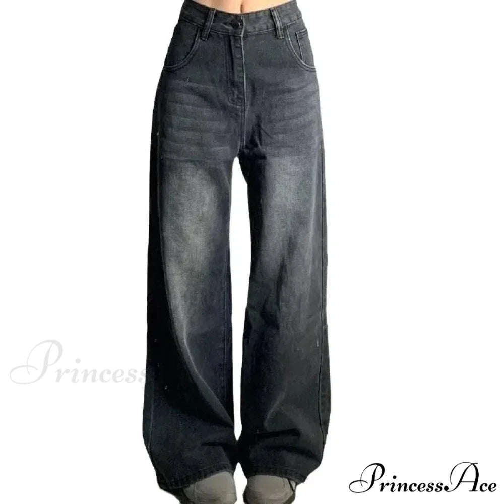 Petite High-Waisted Draped Straight-Leg Women’s Loose-Fit Slimming Pants Vintage Versatile Style For All Seasons Jeans