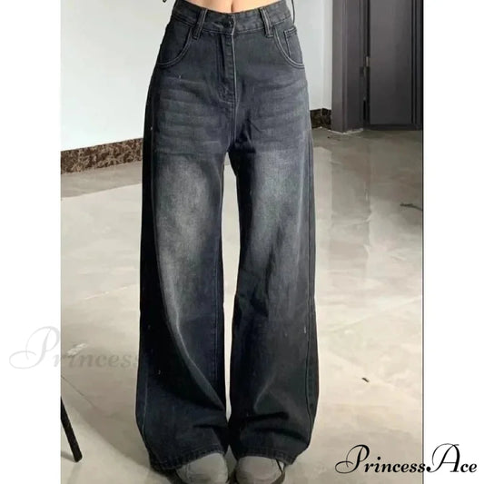 Petite High-Waisted Draped Straight-Leg Women’s Loose-Fit Slimming Pants Vintage Versatile Style For All Seasons Jeans
