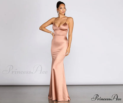 Phoebe Strappy Stylish Back Mermaid Dress MAUVE / XS