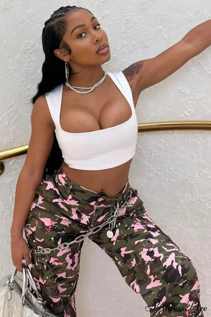 Pink Camo High Waist Pants Pink / XL