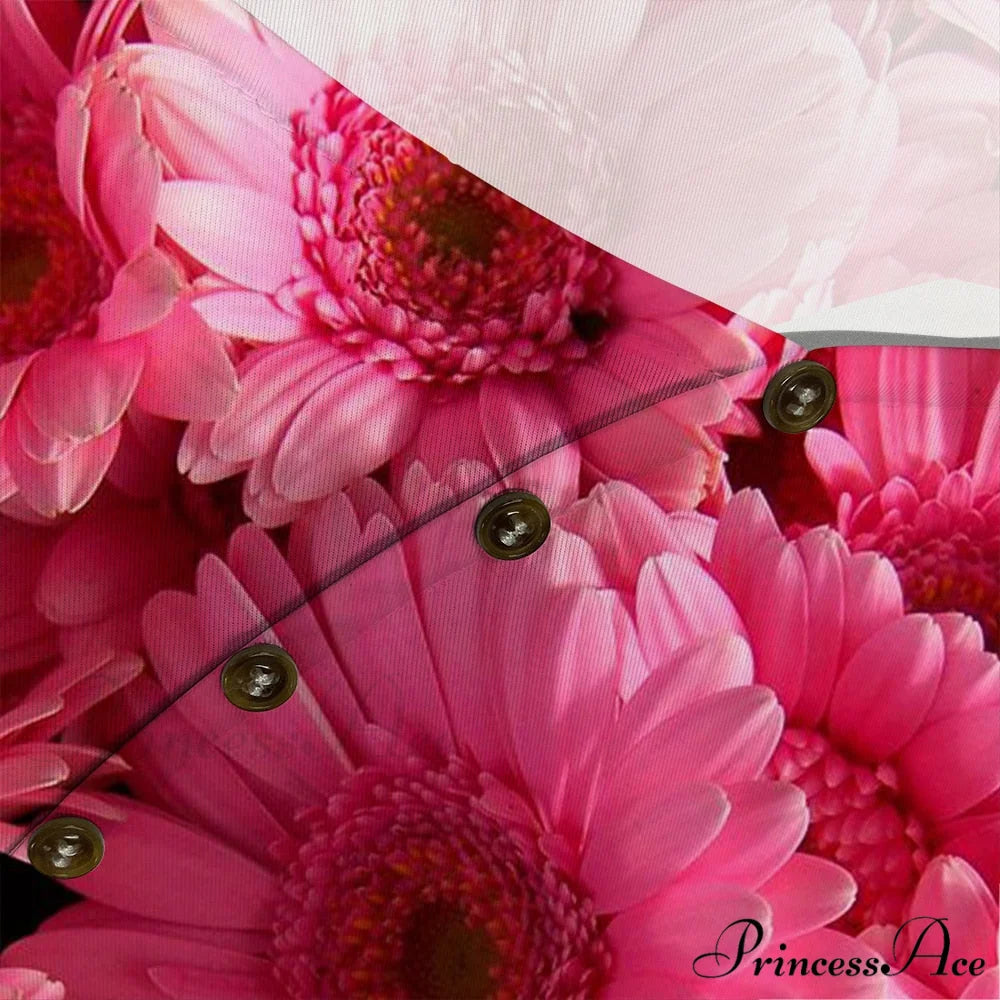 Pink Chrysanthemum Graphics 3D Printed T-shirt