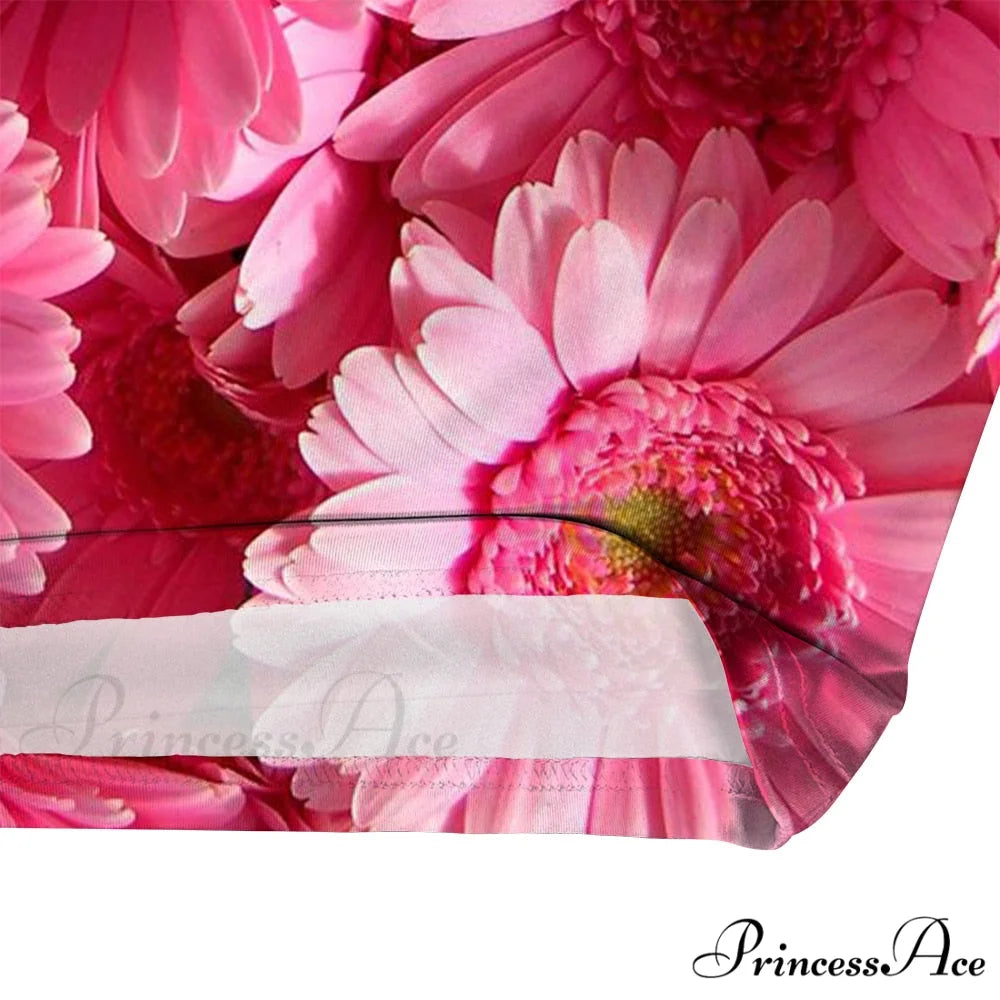 Pink Chrysanthemum Graphics 3D Printed T-shirt