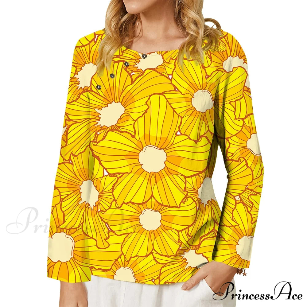 Pink Chrysanthemum Graphics 3D Printed T-shirt Long Sleeve T-shirt2 / S