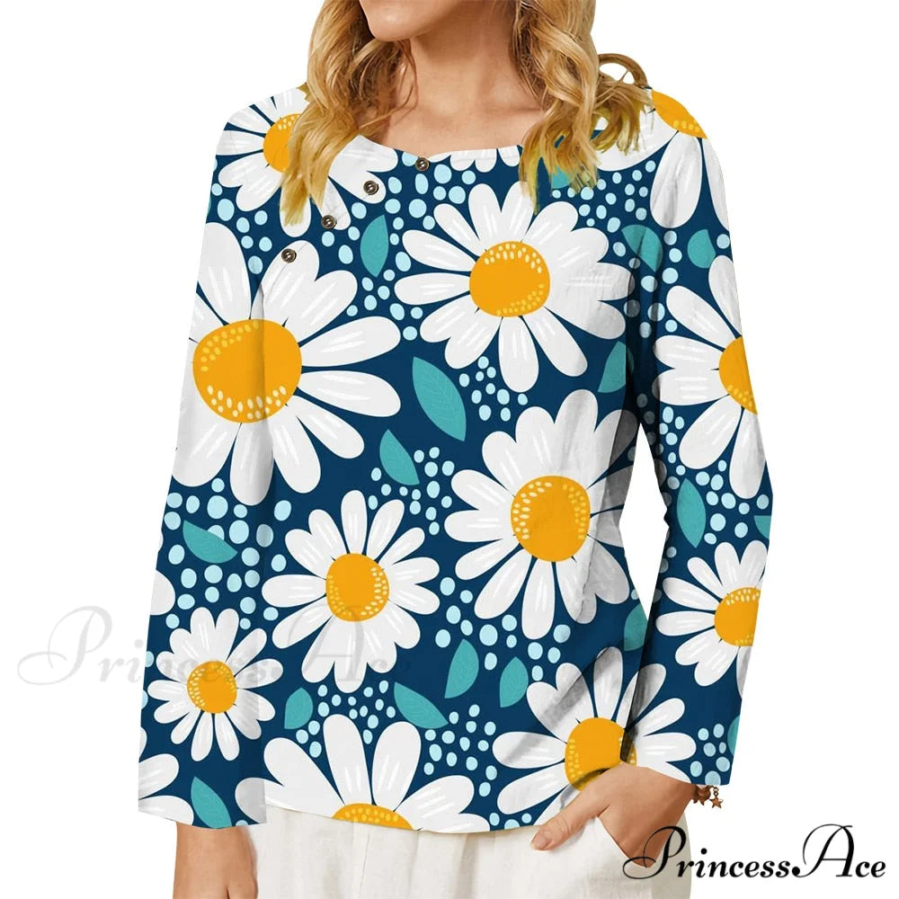 Pink Chrysanthemum Graphics 3D Printed T-shirt Long Sleeve T-shirt5 / S