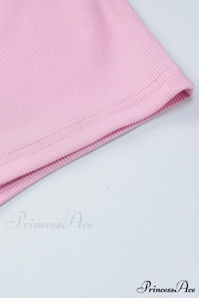Pink Crisscross Back Rompers with Scoop Neck