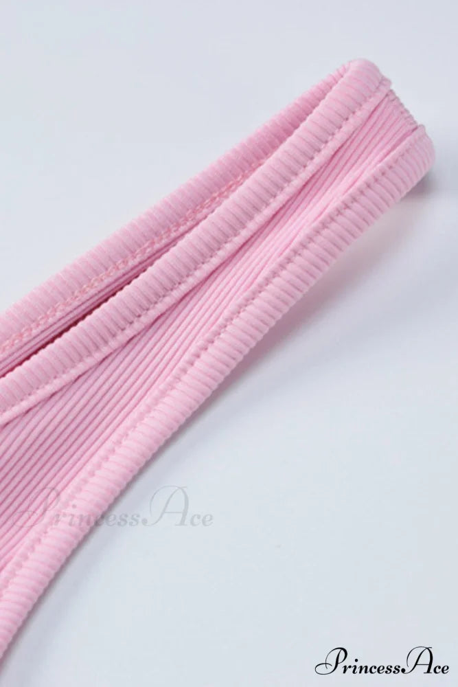 Pink Crisscross Back Rompers with Scoop Neck