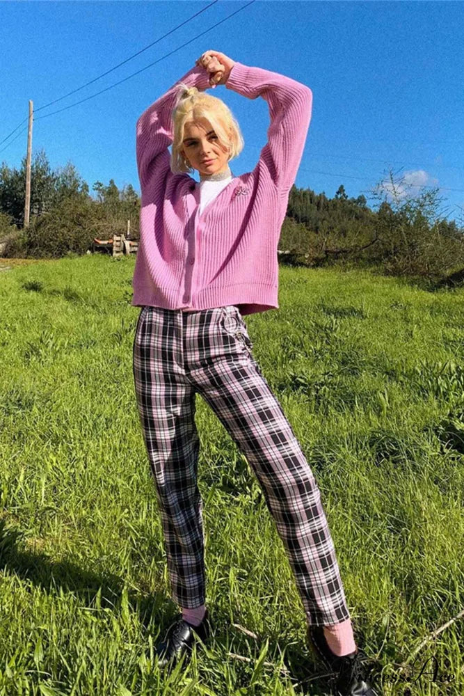 Pink Embroidered Button-Front Cardigan Pink / M