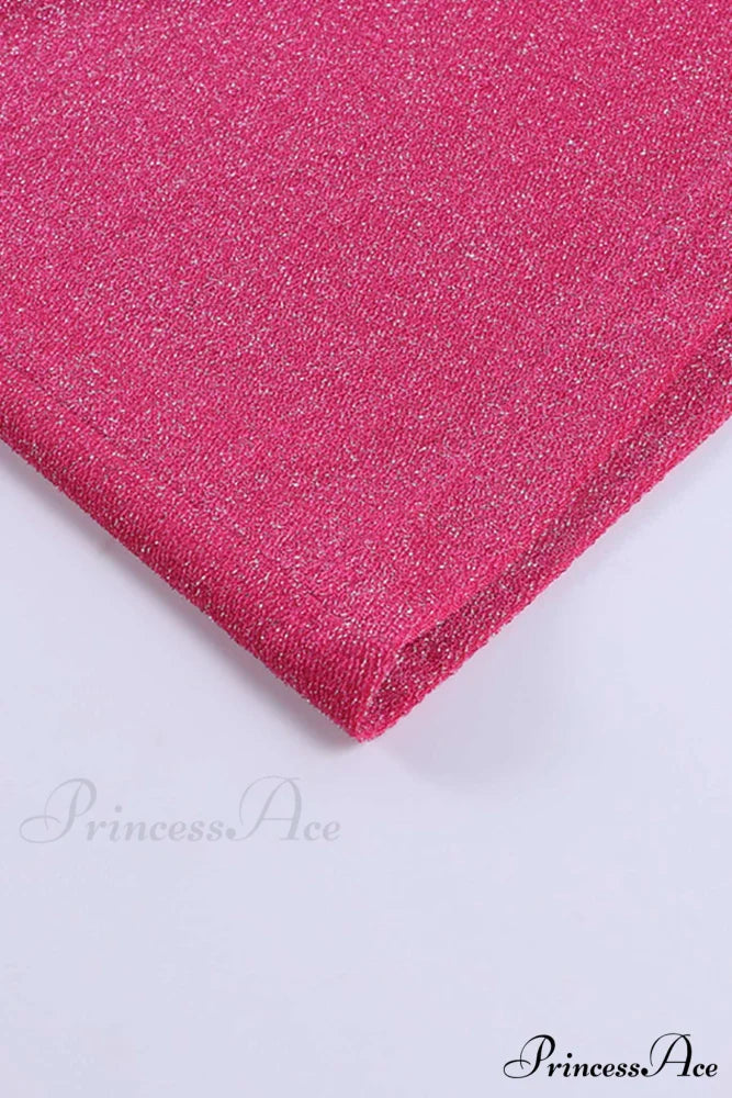 Pink Glitter Tie-back Dress with Slit