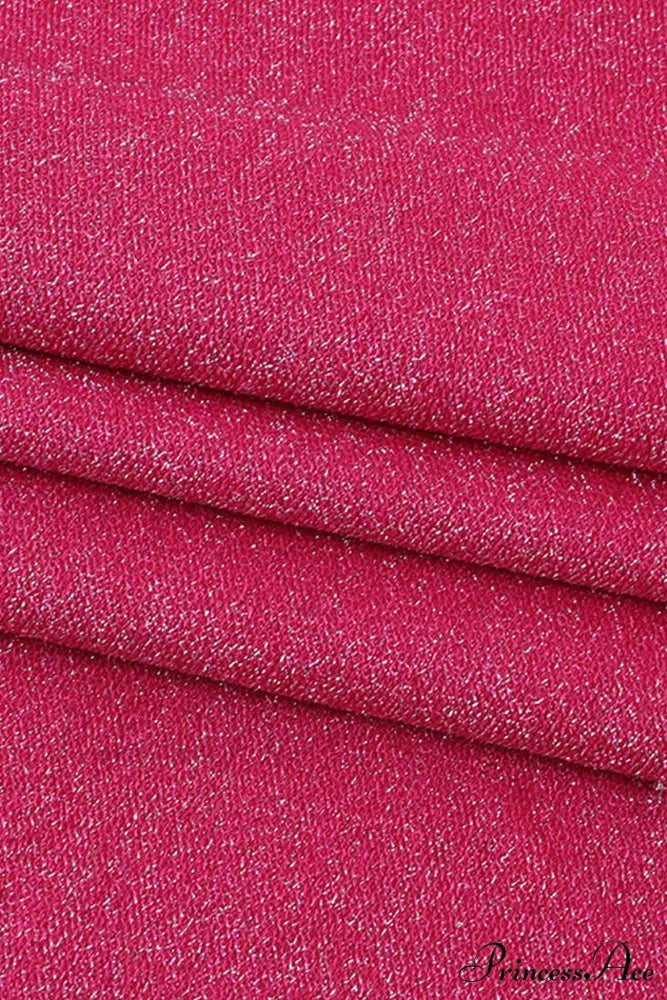 Pink Glitter Tie-back Dress with Slit