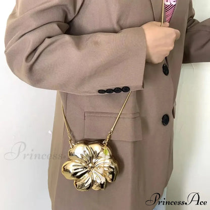 Pink Gold Flower Acrylic Clutch Purse Gold clutchbag-250126