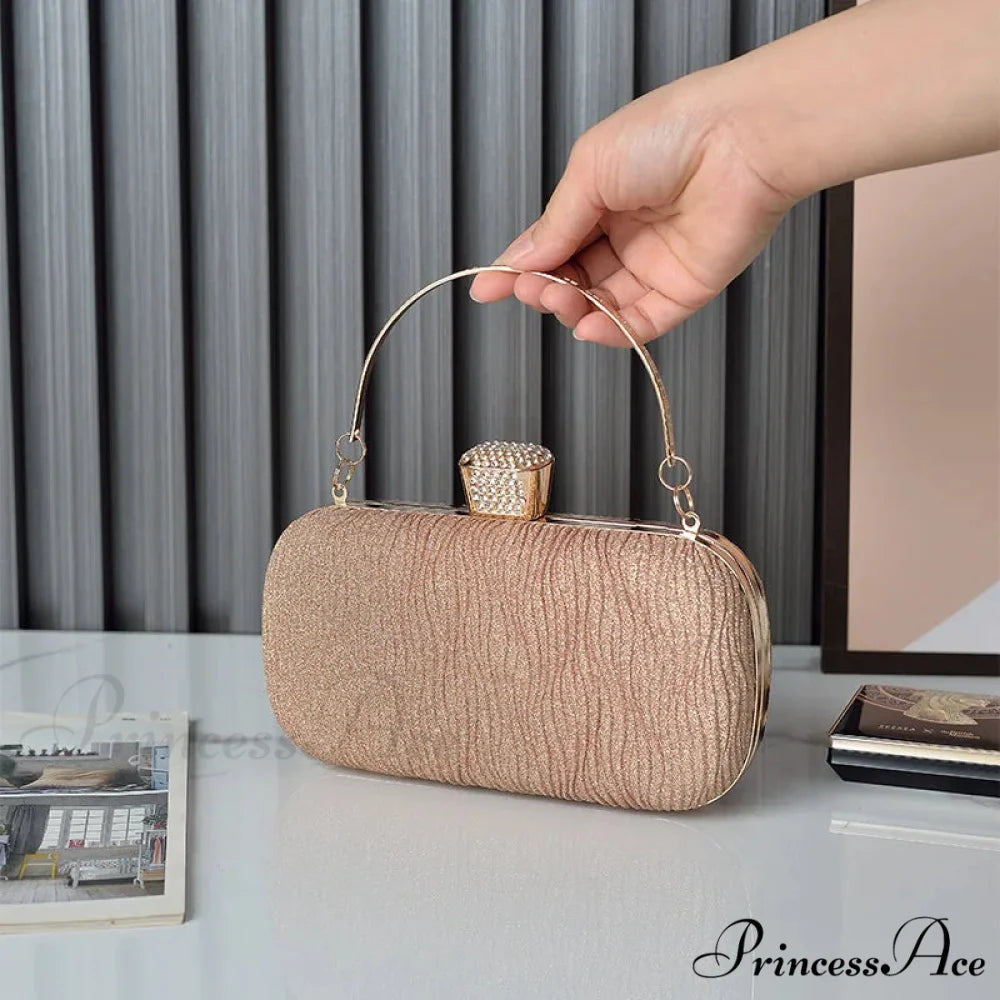 Pink Gold Sparkling Evening Clutch Shoulder Bag Rose Gold clutchbag-250126