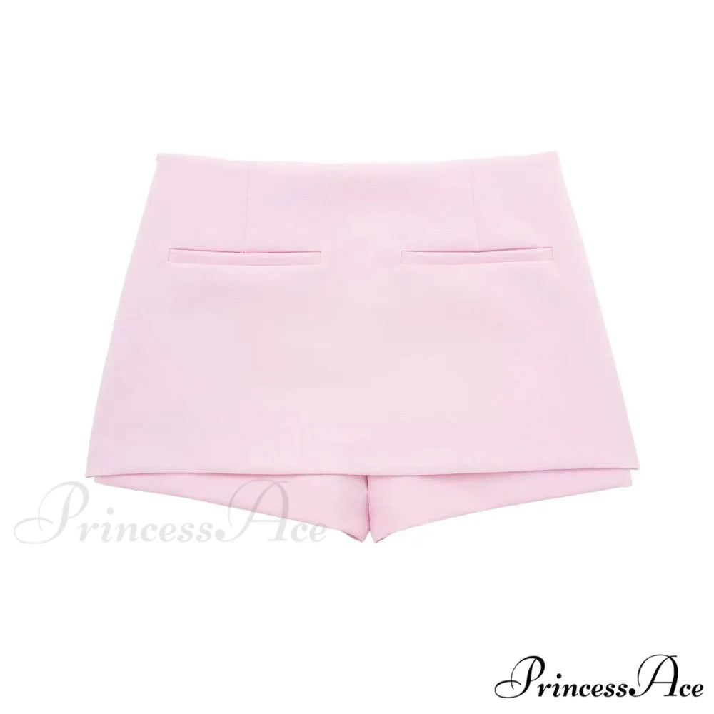 Pink Halter Sleeveless Charming Top And Skort Set