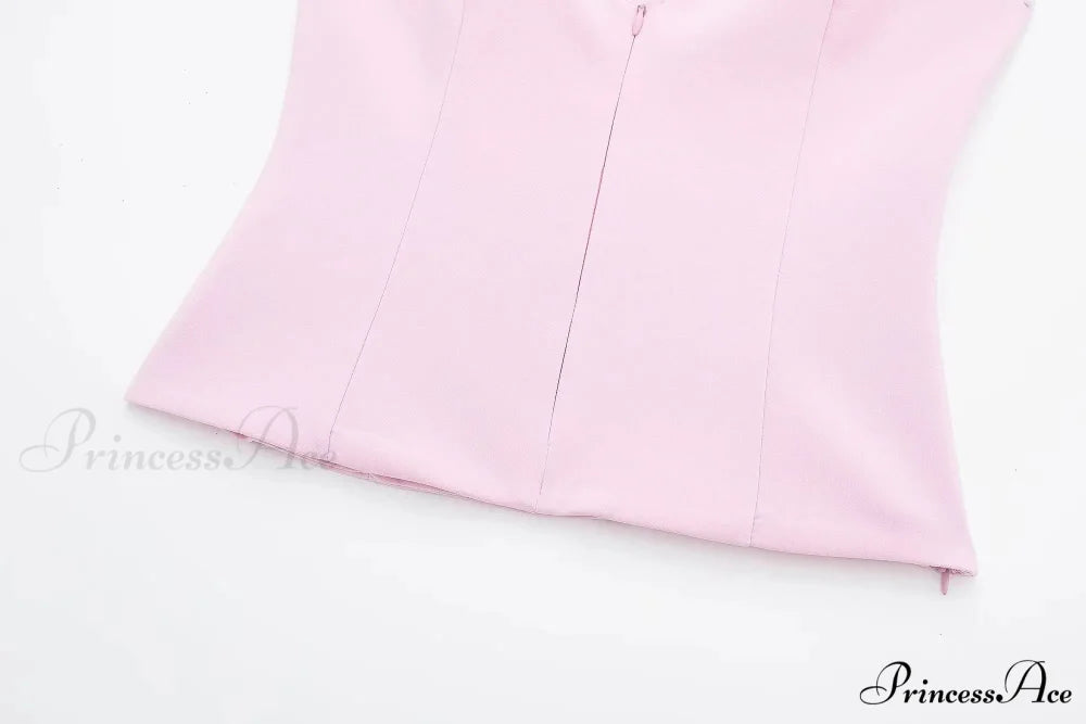 Pink Halter Sleeveless Charming Top And Skort Set