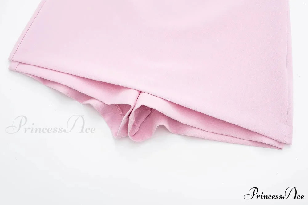 Pink Halter Sleeveless Charming Top And Skort Set