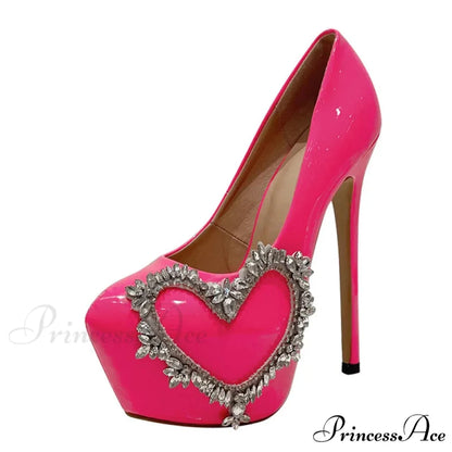 Pink High Heels Women Pumps with Crystal Platform Stiletto - Spring/Autumn Fashion - Round Toe - Wedding/Stripper Shoes