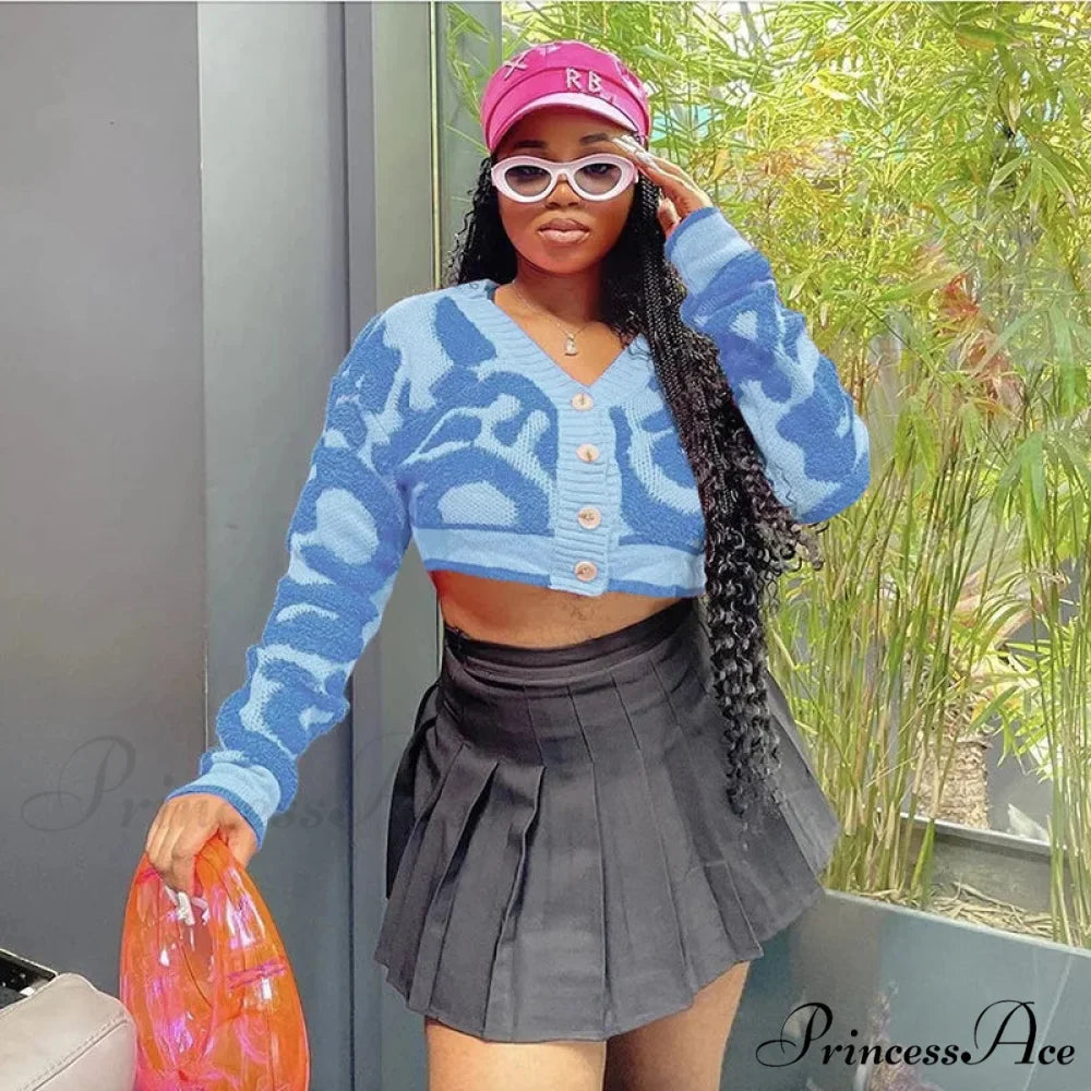 Pink Millennium Streetwear Knit Cardigan Sky Blue / S cardigans-241228