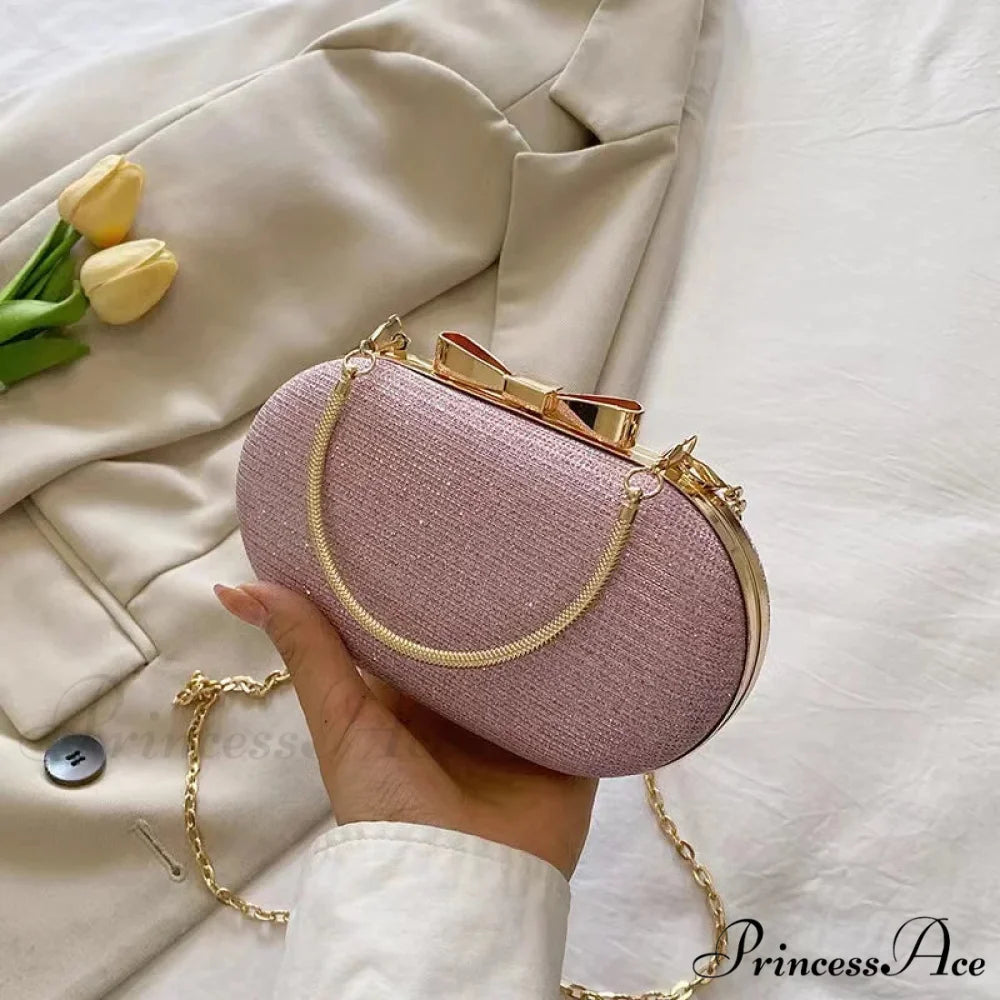 Pink Sparkling Sequins Evening Designer Opulent Crossbody Clutch Bag Pink clutchbag-250126