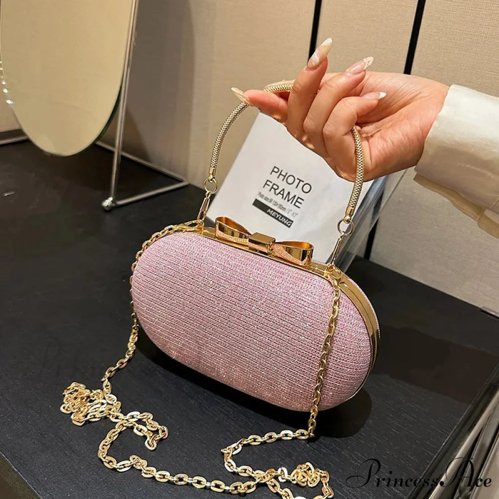 Pink Sparkling Sequins Evening Designer Opulent Crossbody Clutch Bag clutchbag-250126