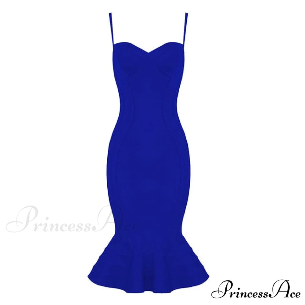 Pink Yellow Knee Length Rayon Bandage Dress Navy Blue / XS