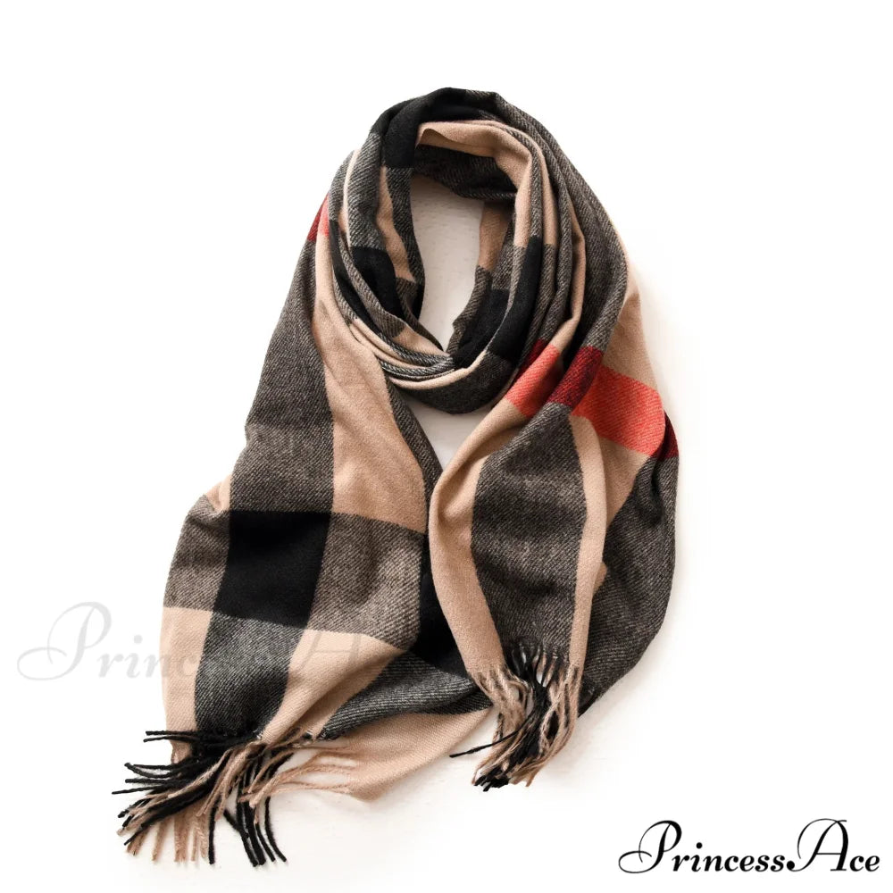 Plaid Blanket Thick Winter Warm Shawl Set Scarf CAMLE 2
